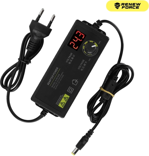 Adaptateur d’alimentation universel réglable 3–24 V 60 W avec écran LED - 1 pièce