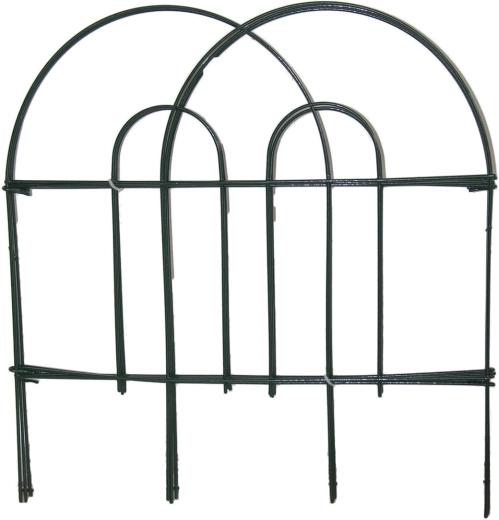 Clôture de jardin en métal avec revêtement vert 45 × 300 cm (7 éléments)