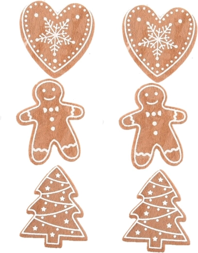 Décoration en feutre pain d’épices marron 5 cm, 6 pcs