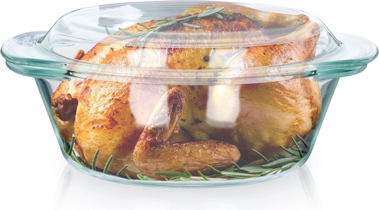 Bol en verre résistant à la chaleur avec couvercle 1 l + 270 ml