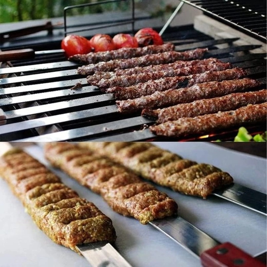 Brochettes métalliques pour grill, piques plates en inox, 4 pcs, 50 cm