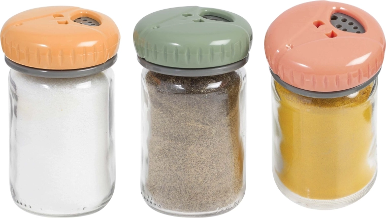 Salière et poivrière en verre 105 ml avec couvercle en plastique