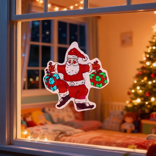 Décoration de fenêtre de Noël Père Noël avec ventouse 30 × 29 cm