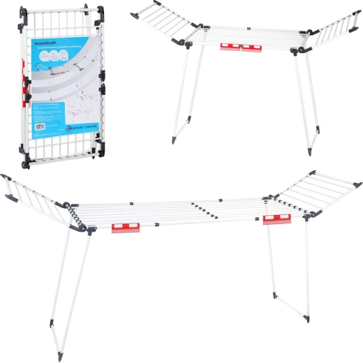 Séchoir à linge sur pied pliable XXL avec ailes rabattables