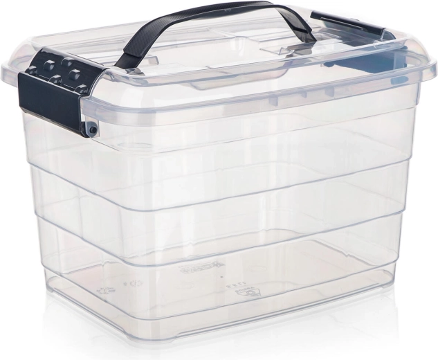 Boîte de rangement VILARD 8,5 l avec couvercle et poignée, transparente