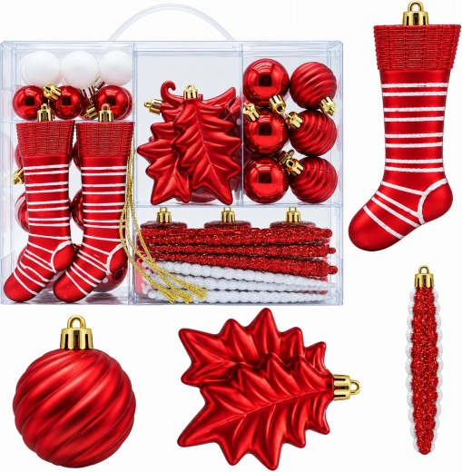 Décorations de Noël incassables pour sapin, ensemble de 38 pièces