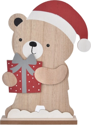 Décoration de Noël en bois – ours beige 26 cm