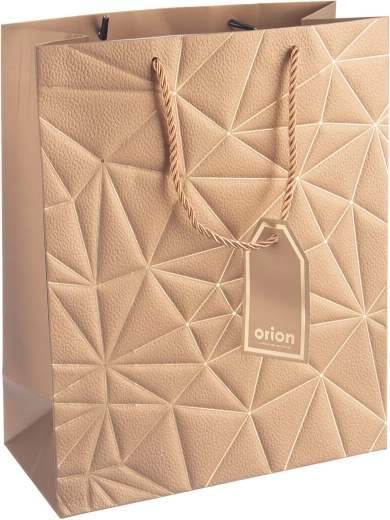 Sac en papier cadeau à motif quadrillé – Doré