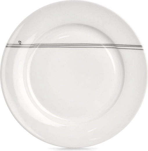 Assiette plate en porcelaine blanche avec motif cœur 27 cm