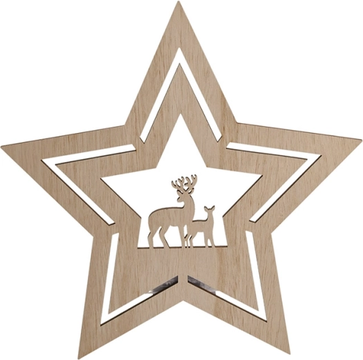 Solight décoration murale de Noël LED, étoile en bois 30 cm