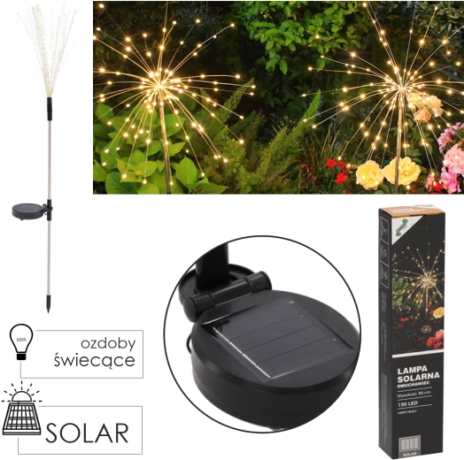 Lampe de jardin solaire Pissenlit, 150 LED blanc chaud, 90 cm