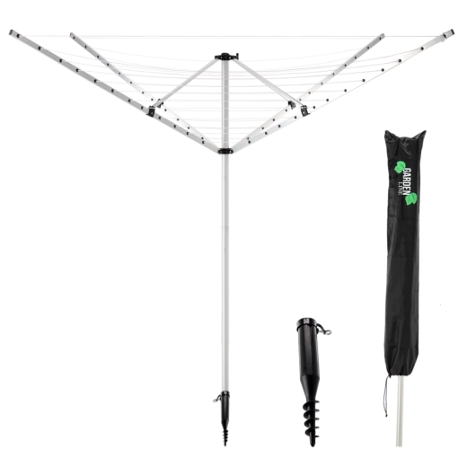 Séchoir rotatif de jardin pour linge, 4 bras, 50 m avec housse