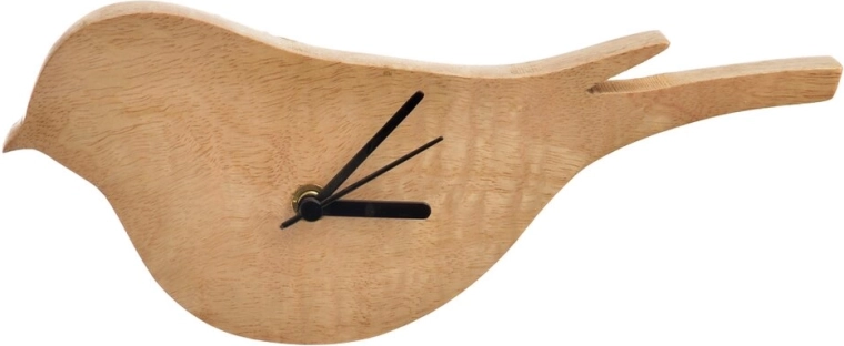 Horloge murale Mango Oiseau en bois de manguier massif