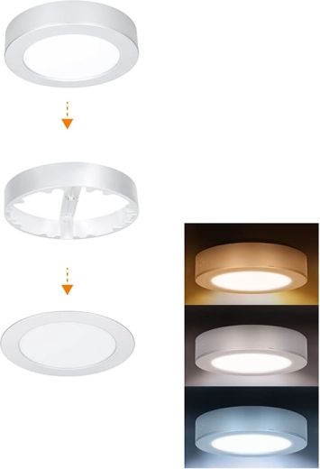 Mini panneau LED de salle de bain Solight 2en1 3CCT 12 W IP54 argenté rond - 1 pièce