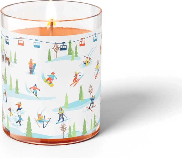 Bougie en verre skieurs 7 × 8 cm, 130 g