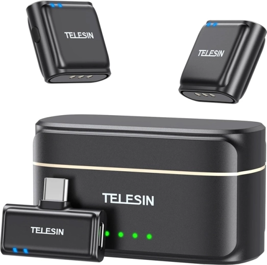 Micro-cravate sans fil Telesin avec récepteur USB‑C et powerbank