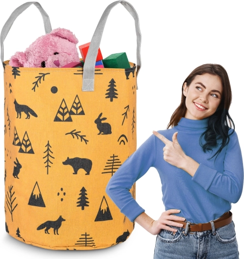 Panier textile pour jouets NUKIDO – jaune, grande capacité