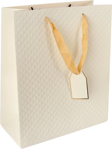 Sac cadeau en papier quilt 26 × 12 × 32 cm – Beige
