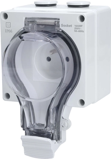 Prise extérieure Solight 230 V 16 A IP66 avec couvercle transparent