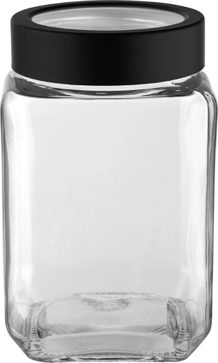 Bocal carré en verre Altom Design avec couvercle 700 ml, noir