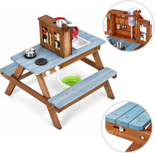 Table de pique-nique avec bancs réglables