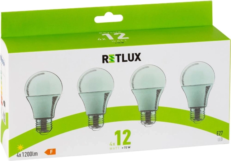 Ampoule LED RETLUX A60 E27 12 W blanc chaud - 4 pièces