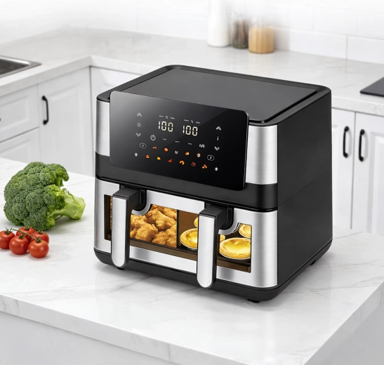 Friteuse à air chaud (air fryer) à deux paniers 8 l (4+4 l) 2000 W, 12 programmes