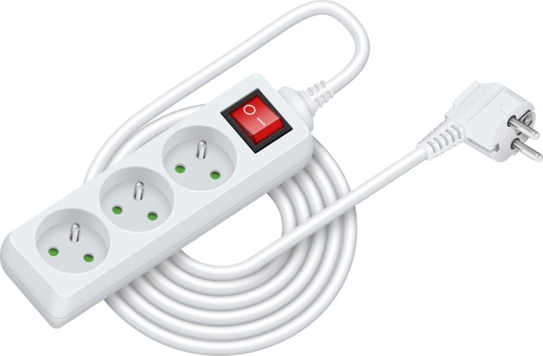 Rallonge électrique avec interrupteur RETLUX, 5 m, 3 prises