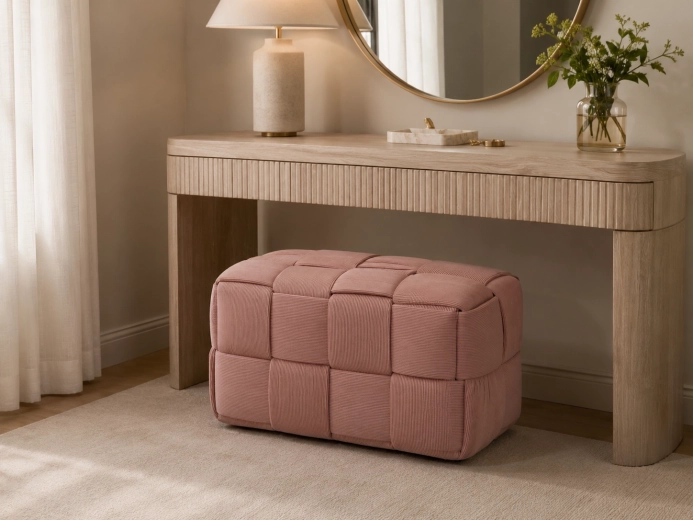 Pouf rectangulaire tressé rose 72 × 38 × 38 cm