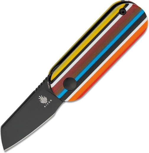 Couteau de poche Kizer Mini Bay 4,8 cm, noir, manche G10 multicolore