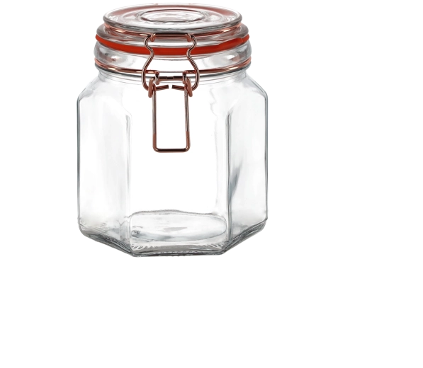 Bocal hexagonal 900 ml avec fermeture mécanique