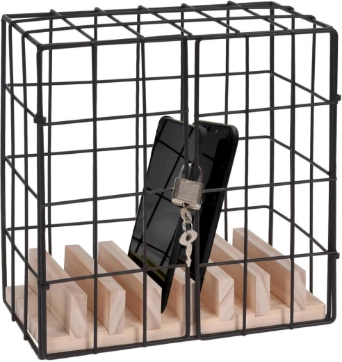 Home Styling Collection cage métallique verrouillable pour téléphones 19 × 11 × 19 cm