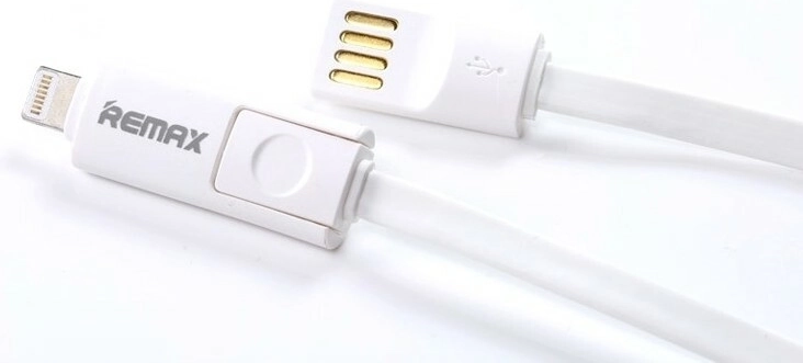 Câble de charge Remax micro USB avec adaptateur Lightning 1,2 m blanc