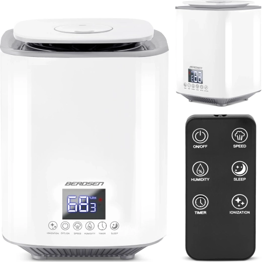 Humidificateur d’air BERDSEN avec ionisation et aromathérapie, blanc