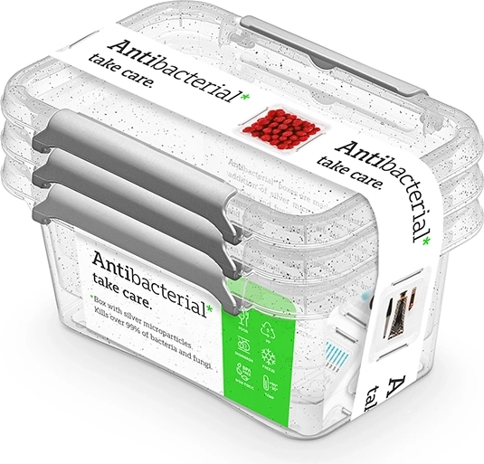 Ensemble antibactérien de 3 boîtes alimentaires en plastique 500 ml