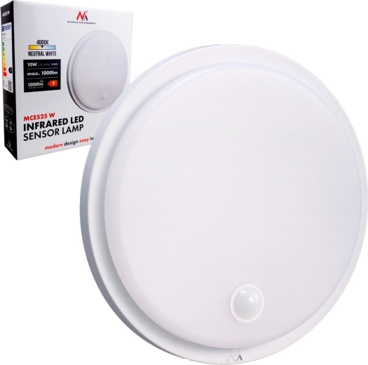 Luminaire LED rond d’extérieur avec capteur PIR 10 W, 1000 lm, 4000 K, IP65