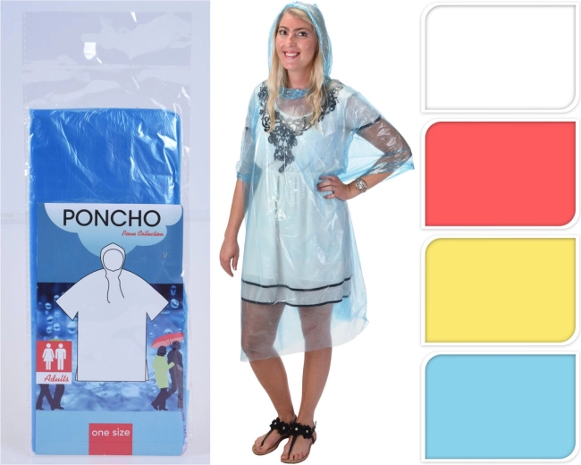 Poncho imperméable adulte en PE, assortiment de couleurs