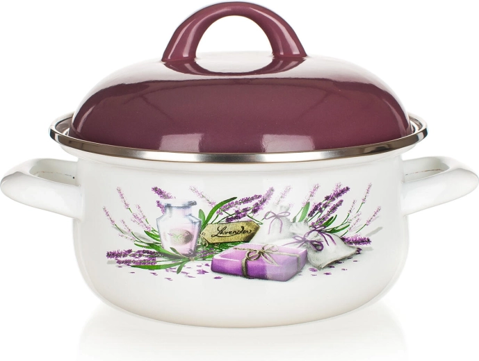 Casserole émaillée Lavender 22 cm avec couvercle, 2,9 l