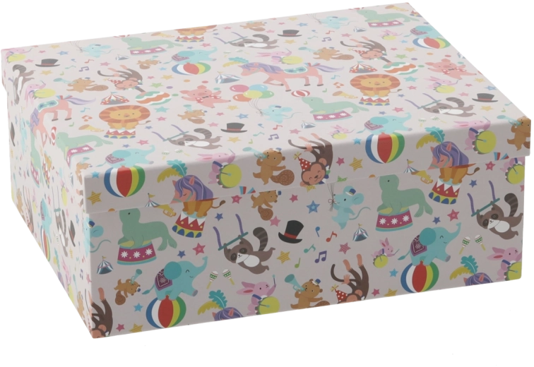 Boîte cadeau avec motif d’animaux colorés 33,4 × 26,6 × 12,9 cm - 1 pièce
