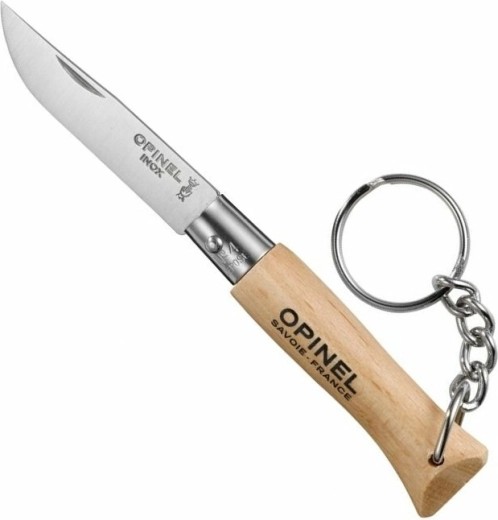 Opinel N°04 Inox couteau de poche porte-clés, bois de hêtre 5 cm