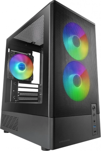 Mars Gaming MC-ONYX boîtier microATX noir avec 3× ventilateurs ARGB