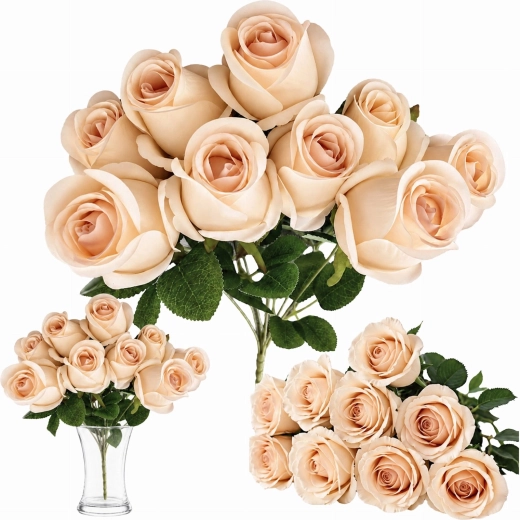 Bouquet de roses thé artificielles de 50 cm - 1 pièce