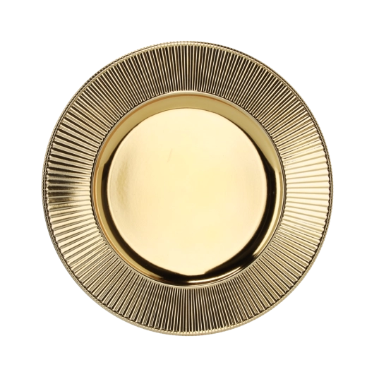 Sous-assiette ronde à rayures dorées - 1 pièce