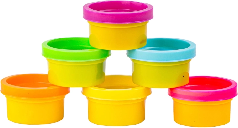 Pâte à modeler en 6 couleurs dans des pots pratiques