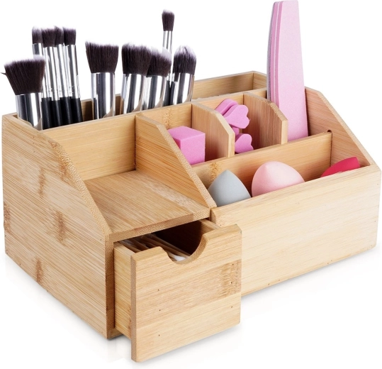 Organisateur en bambou pour cosmétiques Eleganza