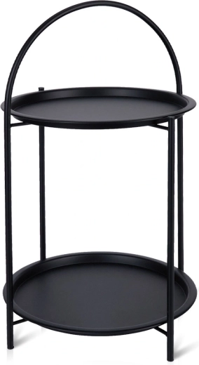 Table d’appoint ronde en métal noir 40 × 40 × 66 cm