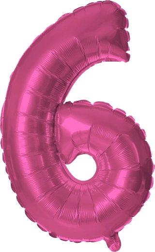 Ballon en aluminium TORO chiffre 6, 30 cm – Rose