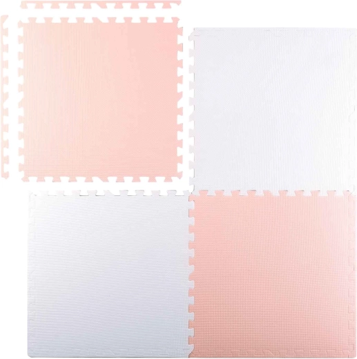 Tapis puzzle en mousse Ricokids 60 × 60 cm, 4 pcs (blanc pêche)