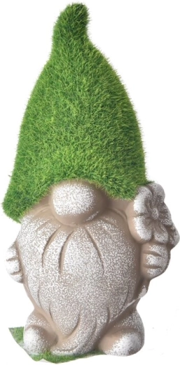 Écureuil décoratif en céramique avec mousse, gris 19 cm