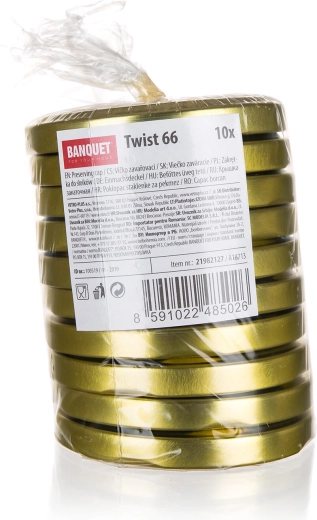 Couvercles de bocaux Twist 66 mm dorés (10 pcs)
